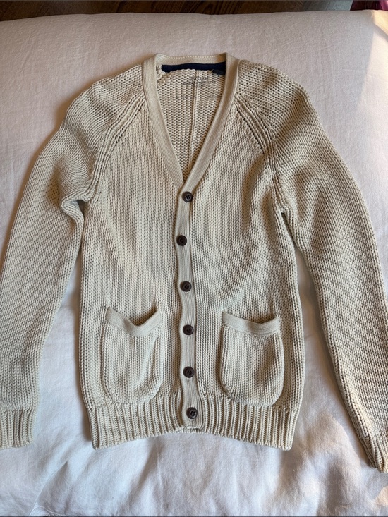 French Connection Tops - French Connection 100% Cotton Oversized Cream Knit Button-Front Cardigan